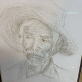 Framed Weathered Cowboy Sketch