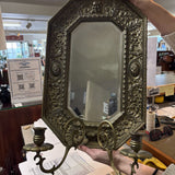 Vintage Brass Mirror w/Sconces