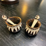 Salt & Pepper Cups w/Spoons 4pc set
