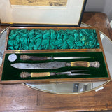 Vintage Carving Set in Wooden Box