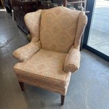 Patterned Upholstered Wingback Chair