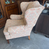 Patterned Upholstered Wingback Chair
