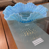 Hobnail Fenton Blue Ruffle Bowl