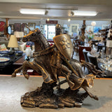 Bronze Tone Resin Medieval Knight on Horseback