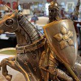 Bronze Tone Resin Medieval Knight on Horseback