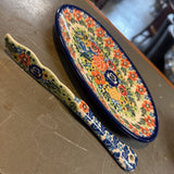 Polish Pottery Unikat Butter Plate w Knife