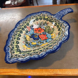 Polish Pottery Unikat Leaf Bowl