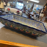 Polish Pottery Unikat Rect. Scalloped Baker