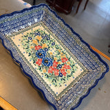 Polish Pottery Unikat Rect. Scalloped Baker