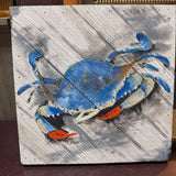 Blue Crab on Wood Art