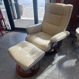 Swivel Leather Recliner w Ottoman