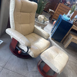 Swivel Leather Recliner w Ottoman