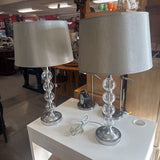 Glass Bubble Table Lamp w Grey Shade
