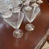 Vtg French Crystal Etched Set of 5 Sm Wine Glasses