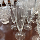 Vtg French Crystal Etched Set of 7 Flute Glasses