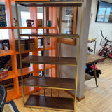 Modern Brass and Wood Bookcase