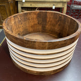 White Striped Mango Wood Salad Bowls