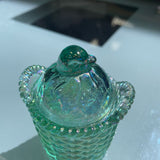 Vintage Fenton Carnival Glass Basket w/Hen Jar