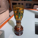Vintage Sail Boat Brand Amber Glass Oil Lamp
