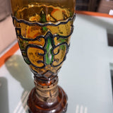 Vintage Sail Boat Brand Amber Glass Oil Lamp