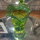Vintage Blenko Ruffled Pedestal Glass Vase
