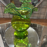 Vintage Blenko Ruffled Pedestal Glass Vase