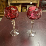 Vintage Nachtmann Crystal Cranberry Red Wine Glasses