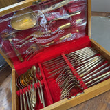 Vintage MCM Nickel-Bronze Flatware 8 place settings w serving