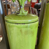 Tall Fleur-de-Lis Crackle Glaze Vase/Lidded Jar