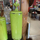 Tall Fleur-de-Lis Crackle Glaze Vase/Lidded Jar