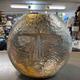 Silver Textured Vase w/Face