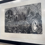 Signed/Numbered Linocut "LaCalenda" by Dario Castillejos