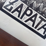 Signed/Numbered Linocut "Revolucion - Zapata" by Elpinchegrabador