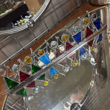 Judaica Menorah w Stained Glass Accents