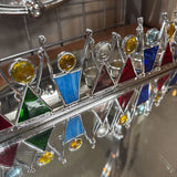 Judaica Menorah w Stained Glass Accents