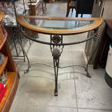 Half Moon Glass & Metal Side/Entry Table
