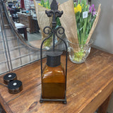 Wrought Iron & Glass Hurricane Candle Holder