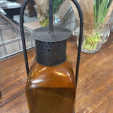 Wrought Iron & Glass Hurricane Candle Holder