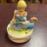 Ceramic Girl w/ Unicorn Music Box