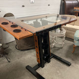 Custom Made Metal & Glass Drafting Table