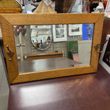 Vintage Oak Mirror w/ 2 Hooks