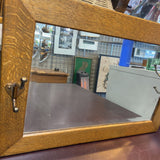 Vintage Oak Mirror w/ 2 Hooks