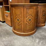 Drum Wood Side Table w/2 doors & Shelf