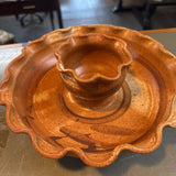 2 pc Pottery Chip & Dip Server