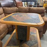 Scandinavian MCM Teak & Slate Side Table
