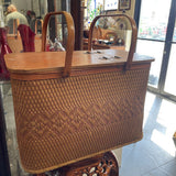 Vintage Redmon Woven Wicker Picnic Basket
