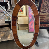 Large Oval Wood and Silver Mirror