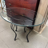 Metal Base w Glass Top Side Table