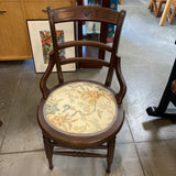 Carved Wood Needlepoint Chair