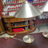 Brushed Stainless Steel Lamp w/Coned Shade